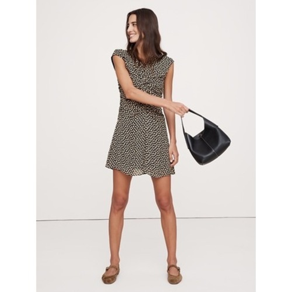 NWT Banana‎ Republic Georgette Ruched Front Mini Dress 20 Polka Dot Flirty Soft - Picture 9 of 13